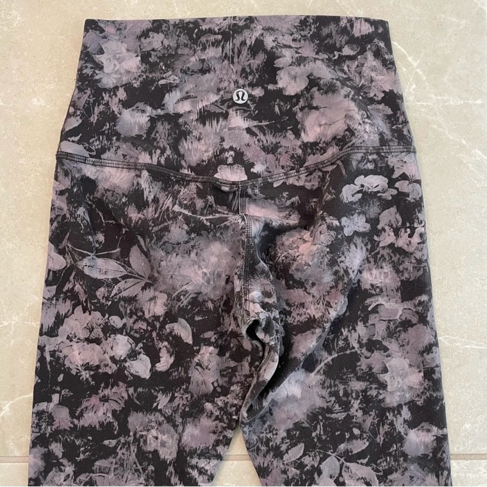 Lululemon Black and Gray Floral Leggings